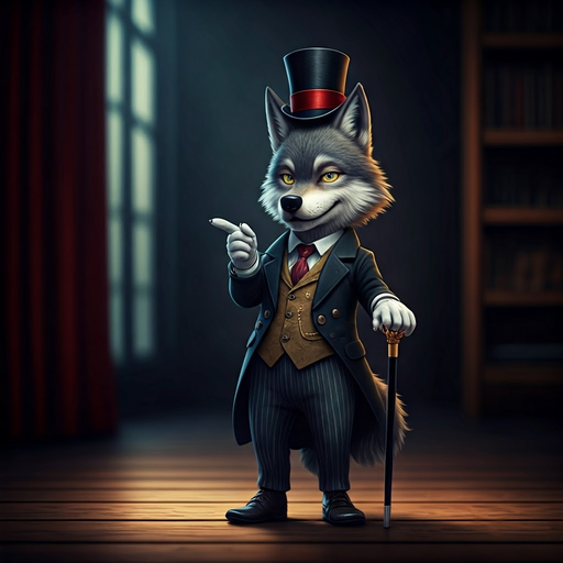 A Wolf in Formal Attire, Poised in Mystery