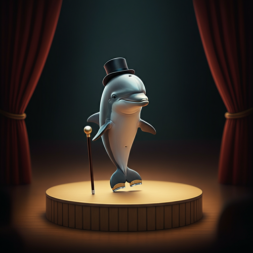 Dolphiny Gentleman Takes the Stage in Whimsical Cartoon