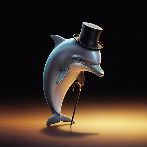 Dapper Dolphin Takes the Stage in Whimsical Spotlight