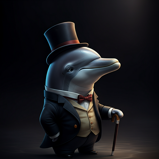 Dapper Dolphin Takes the Stage in a Whimsical Spotlight