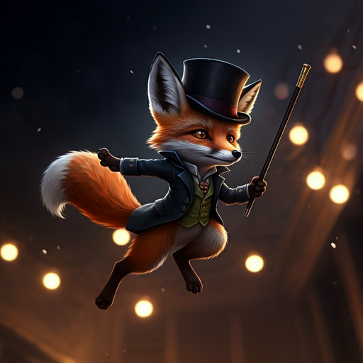 A Dashing Fox Takes Flight in a Whimsical Moment