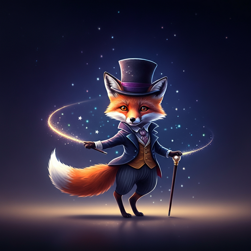 Charming Fox Conjures Magic in a Starry Night