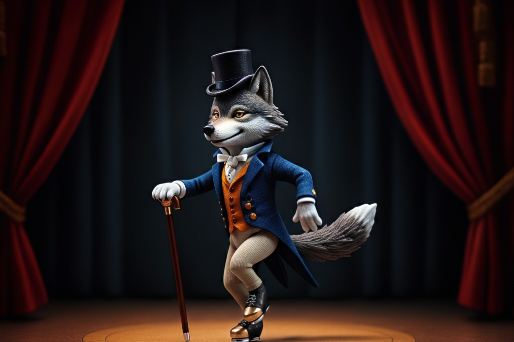 image from Tiny Characters: A Wolf's Tap Dancing Debut with Imagen-v3