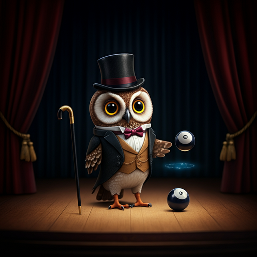 Tuxedoed Owl Conjures Magic on Stage!