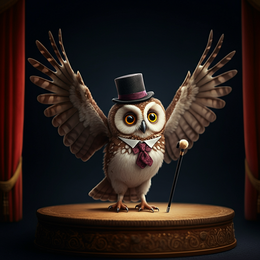 Owl in a Top Hat Steals the Show with Whimsical Charm