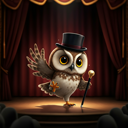 Top Hat Owl Takes the Stage with Playful Confidence