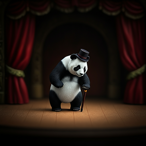 A Touch of Melancholy in the Spotlight: Panda in Top Hat Takes the Stage