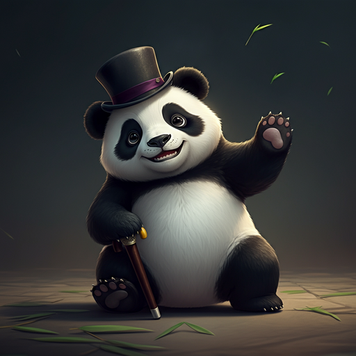 Charming Panda in a Top Hat