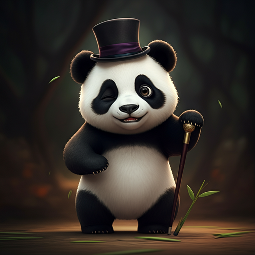 A Top Hatted Panda’s Playful Adventure