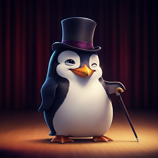 Penguin Takes the Stage in a Top Hat and Monocle