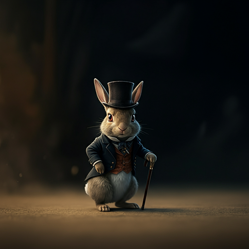 A Gentleman of the Woods: A Rabbit in a Top Hat and Suit